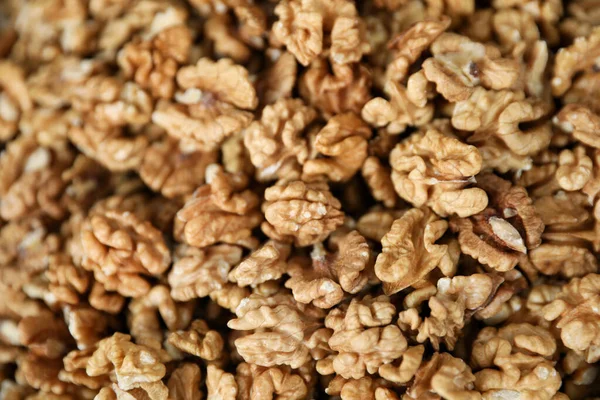 Heap Delicious Walnuts Background Closeup View — Stockfoto