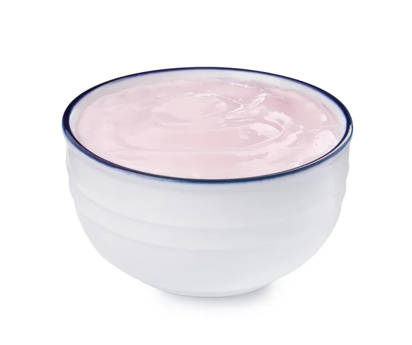 Bowl Delicious Organic Yogurt Isolated White — Fotografia de Stock