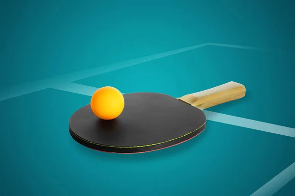 Paddle Ball Blue Ping Pong Table — Stockfoto