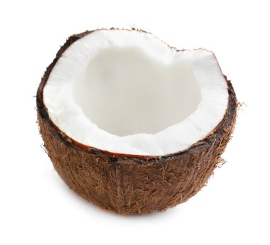 Half of ripe coconut isolated on white