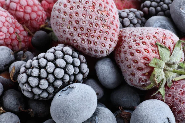 Mischung Verschiedener Gefrorener Beeren Als Hintergrund Draufsicht — Stockfoto