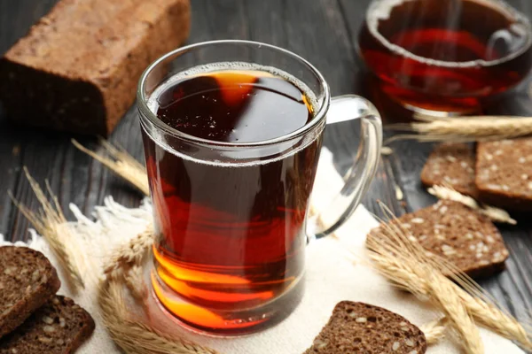 Mug Delicious Kvass Spikes Bread Table — Stok fotoğraf