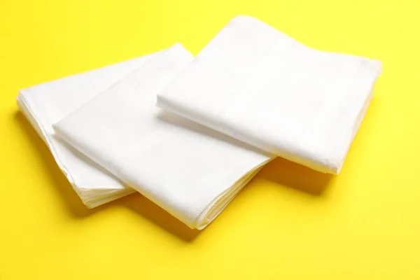 New Stylish White Handkerchiefs Yellow Background — ストック写真