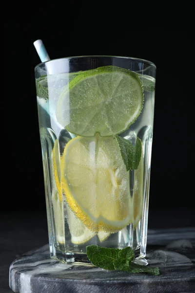 Delicious Lemonade Made Soda Water Fresh Mint Board — Foto Stock