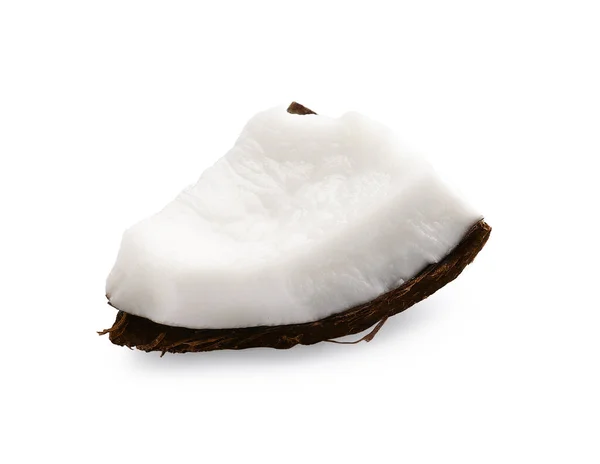 Piece Fresh Ripe Coconut Isolated White — Fotografia de Stock