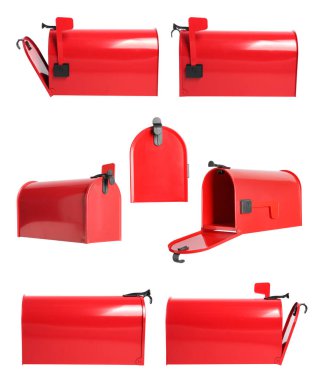Set with red letter boxes on white background