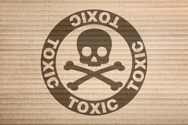 Hazard Warning Sign Skull Crossbones Symbol Word Toxic Cardboard Top — Zdjęcie stockowe