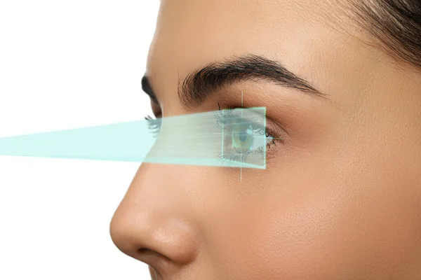Closeup View Woman Mark Illustration Her Eye Vision Correction Surgery — ストック写真