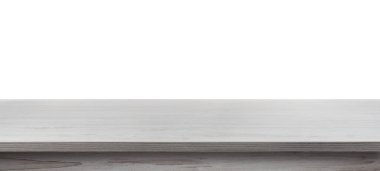 Boş ahşap yüzey beyaza izole edilmiş. Tasarım için model