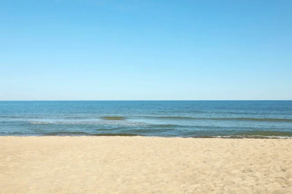 Picturesque View Sandy Beach Sea — Zdjęcie stockowe