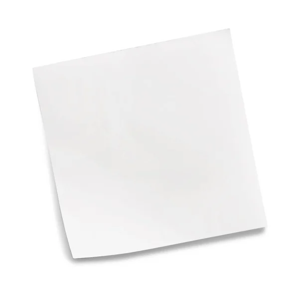 Blank Sticky Note White Background Top View — 图库照片