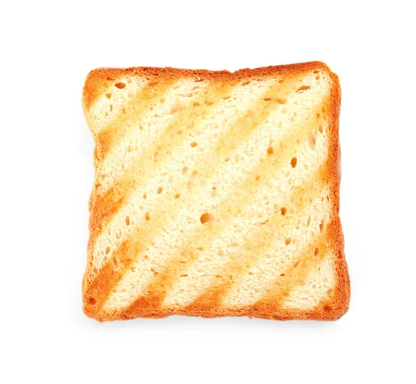 Slice Delicious Toasted Bread Isolated White — Fotografia de Stock