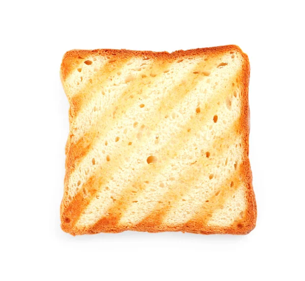 Slice Delicious Toasted Bread Isolated White — Stock fotografie