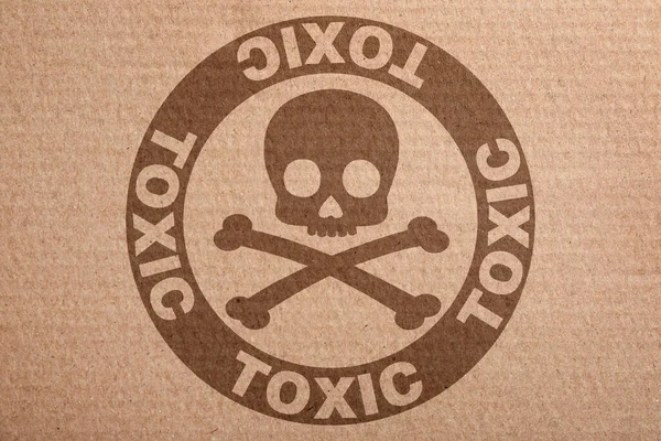 Hazard Warning Sign Skull Crossbones Symbol Word Toxic Cardboard Top — Stock Fotó