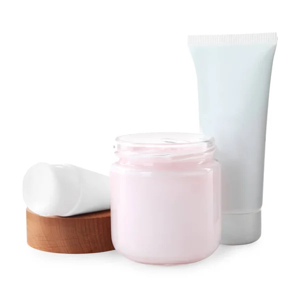 Jar Tubes Hand Cream White Background — Fotografia de Stock