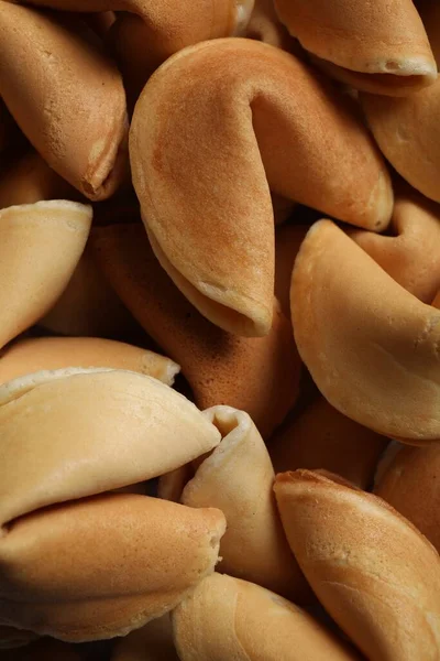 Pile Traditional Fortune Cookies Background Closeup — Zdjęcie stockowe