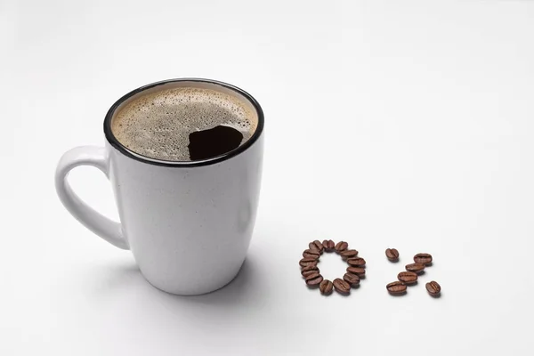 Cup Coffee Percent Made Beans White Background Decaffeinated Drink — Fotografia de Stock