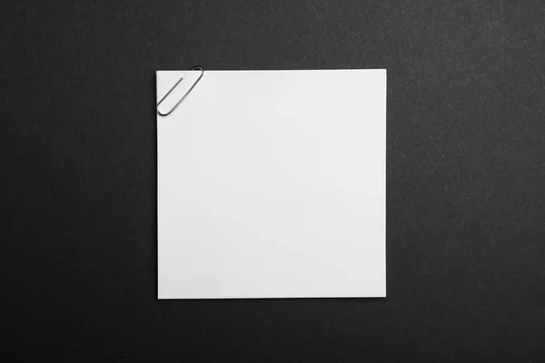 Sheet Paper Clip Black Background Top View — Stock Fotó