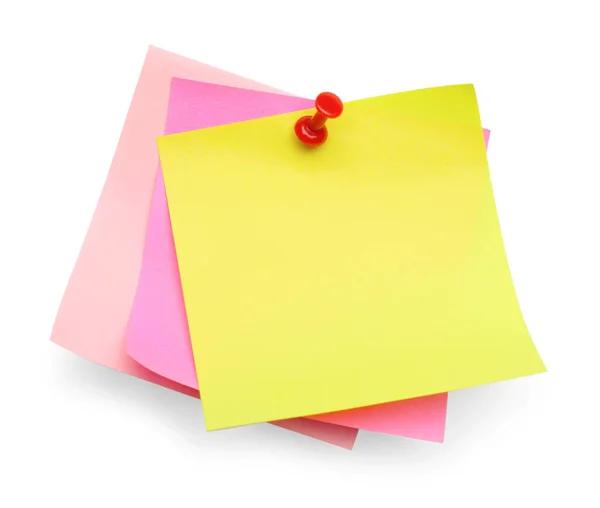 Blank Colorful Notes Pinned White Background Top View — Fotografia de Stock