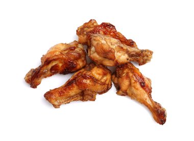 Delicious fried chicken wings isolated on white background