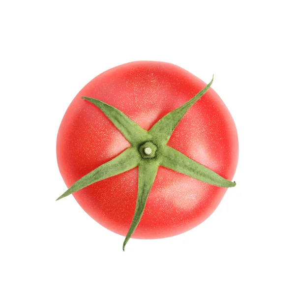 Whole Ripe Red Tomato Isolated White Top View — Fotografia de Stock