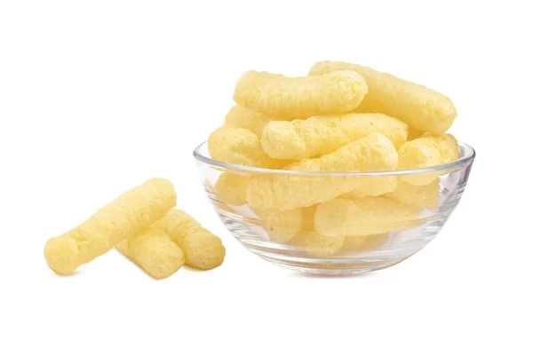 Glass Bowl Sweet Corn Sticks Isolated White — 스톡 사진