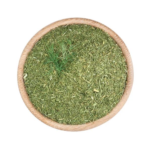 Bowl Aromatic Dry Dill White Background Top View — Foto de Stock