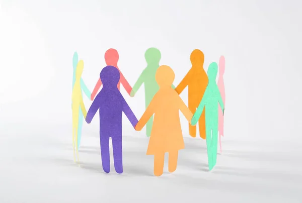 Paper Human Figures Making Circle White Background Diversity Inclusion Concept — 스톡 사진