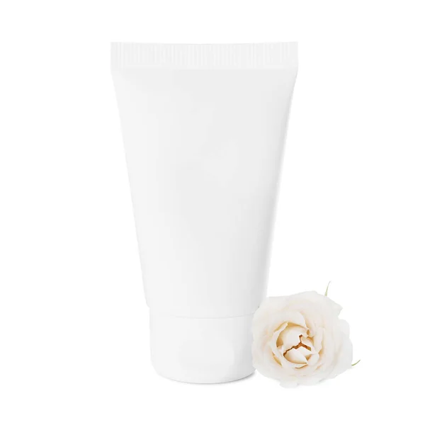 Tube Hand Cream Rose White Background — Zdjęcie stockowe