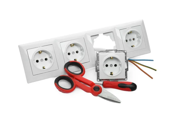Set Sockets Electrician Tools Isolated White — ストック写真