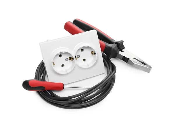 Set Sockets Electrician Tools Isolated White — 图库照片