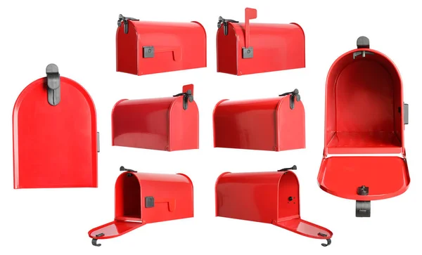 Set Red Letter Boxes White Background — Fotografia de Stock