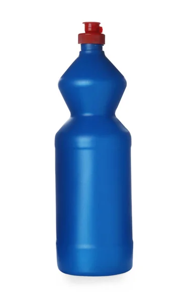 Σκούρο Μπλε Μπουκάλι Του Προϊόντος Καθαρισμού Που Απομονώνονται Λευκό — Φωτογραφία Αρχείου