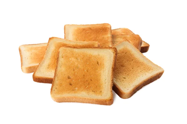 Slices Delicious Toasted Bread White Background — Foto de Stock