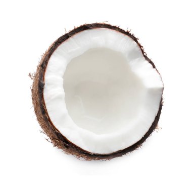 Half of ripe coconut isolated on white