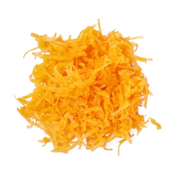 Pile Fresh Grated Carrot White Background Top View — Stock fotografie