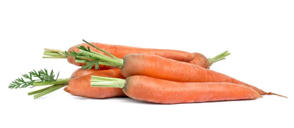 Pile Ripe Juicy Carrots White Background — Stok Foto
