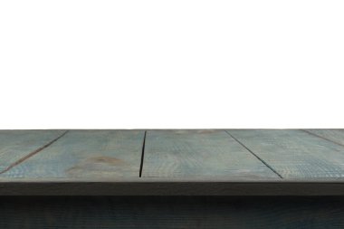 Boş ahşap yüzey beyaza izole edilmiş. Tasarım için model