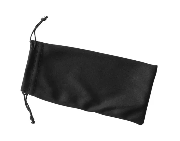 Black Cloth Sunglasses Bag Isolated White Top View — Photo