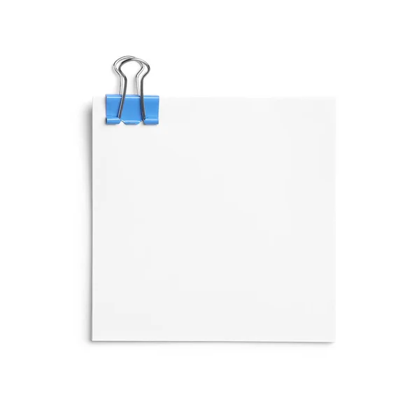 Note Paper Clip Isolated White Top View — Stockfoto