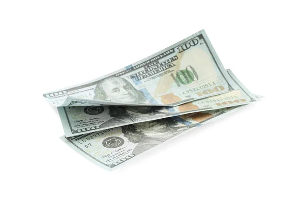 Billets Dollars Isolés Sur Blanc Monnaie Nationale Américaine — Photo