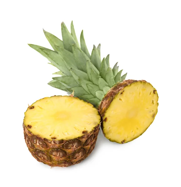 Cut Fresh Juicy Pineapple White Background — Stock Photo, Image