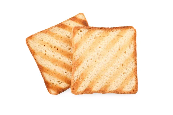 Slices Delicious Toasted White Background Top View — Fotografia de Stock