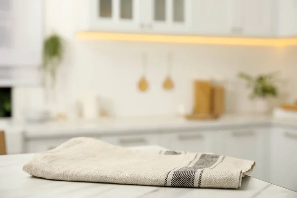 Clean Towel White Marble Table Kitchen — Fotografia de Stock