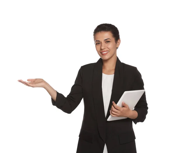 Hostess Uniform Tablet White Background — Stock fotografie