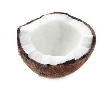 Half of ripe coconut isolated on white