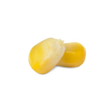 Tasty fresh corn kernels on white background