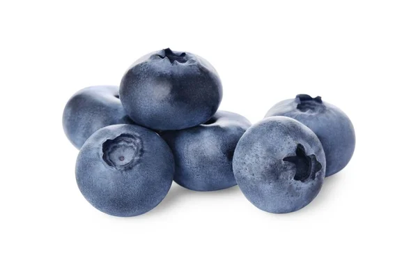Pile Tasty Fresh Ripe Blueberries White Background — 스톡 사진