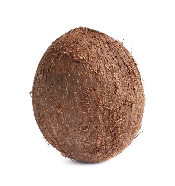 Fresh Ripe Whole Coconut Isolated White — Zdjęcie stockowe