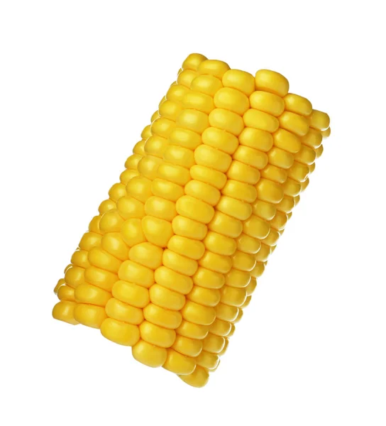 Piece Fresh Corncob White Background — Stock fotografie